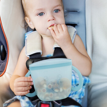 Snack-N-Seal Silicone Pouch - Ella Elephant (Mist Blue)